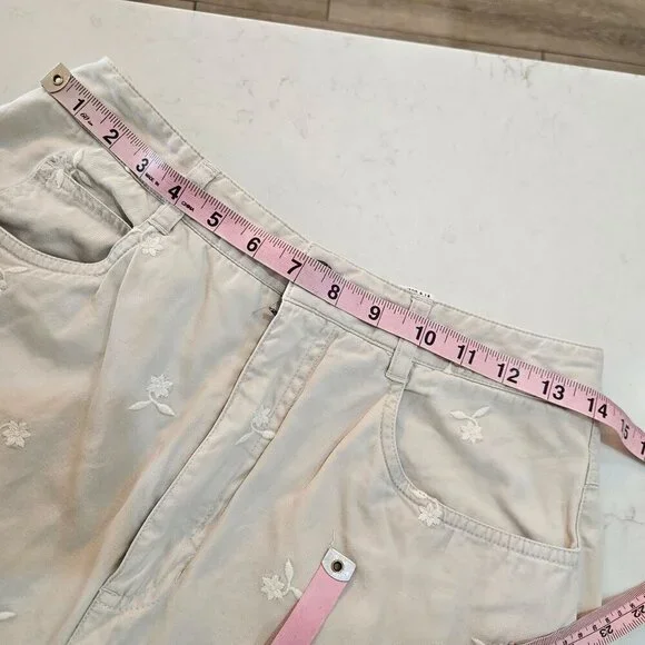 Talbots Ankle Pants Women's Size 10 Beige Tan Embroidered Flowers Cotton - Picture 7 of 11